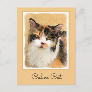 Cartão Postal Calico Cat Painting - Gato Original Bonito