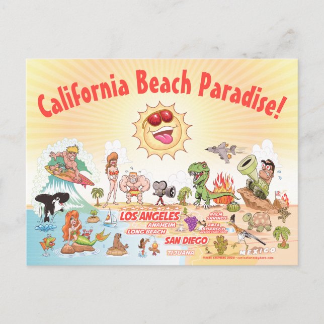 Cartão Postal California Beach Paradise (Frente)