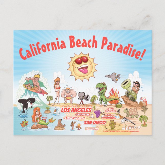 Cartão Postal California Beach Paradise (Frente)