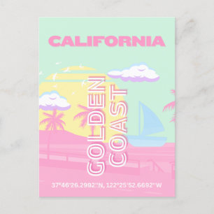 Cartão Postal California, Beach, Viagem Art, Preppy