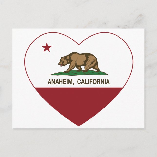 Cartão Postal california flag anaheim coração (Frente)