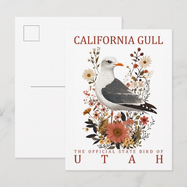 Cartão Postal California Gull Bird de Utah Viagem (Frente/Verso)