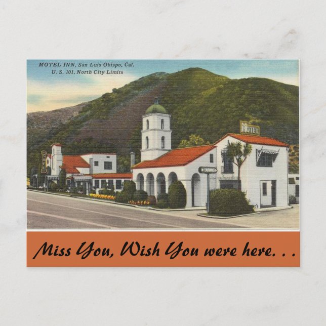 Cartão Postal Califórnia, Motel Inn, San Luis Obispo (Frente)