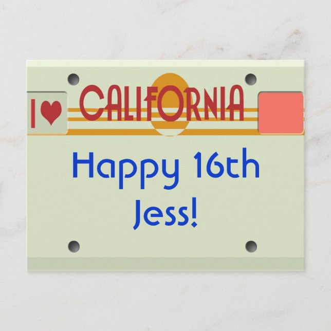Cartão Postal California Plates (Frente)