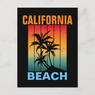 CARTÃO POSTAL CALIFÓRNIA PRAIA VINTAGE RETRÔ PÔR DO SOL PERSONA