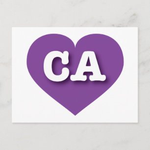 Cartão Postal California Purple Heart - Eu amo CA