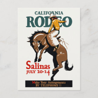 Cartão Postal California Rodeo Salinas EUA Poster vintage dos an