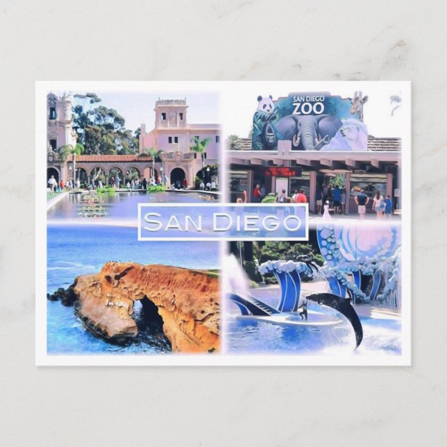 Cartão Postal Califórnia - San Diego - Mosaico - EUA - (Frente)