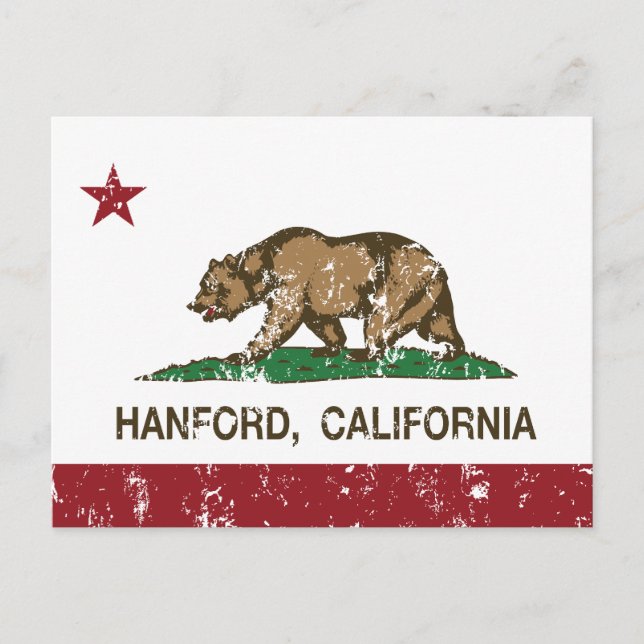 Cartão Postal California State Flag Hanford (Frente)