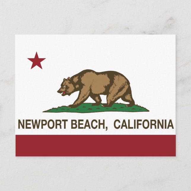 Cartão Postal California State Flag Newport Beach (Frente)