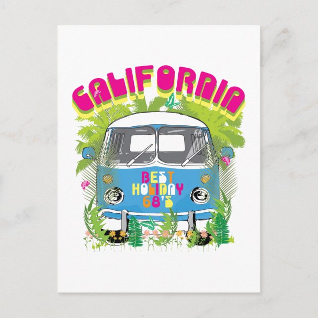 Cartão Postal California Surfing Van (Frente)