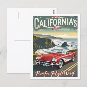 Cartão Postal California USA America Vintage Familiar Viagem Pla