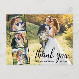 Cartão Postal Caligrafia 4 Foto Colagem Casamento Obrigado
