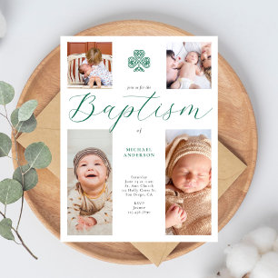 Cartão Postal Caligrafia 4 Foto Cross Shamrock Irish Baptism