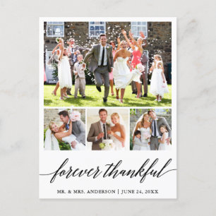 Cartão Postal Caligrafia 4 Foto Para Sempre Agradecido Casamento