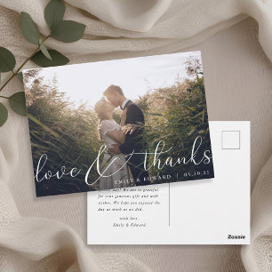 Cartão Postal Caligrafia Caprichosa Foto Agradecimento Casamento