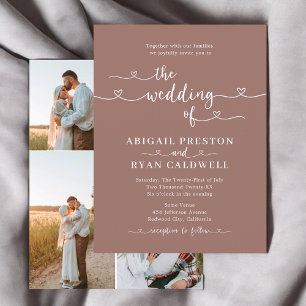 Cartão Postal Caligrafia Cardíaca 4 Foto Brown Budget Wedding