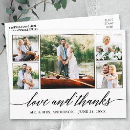Cartão Postal Caligrafia Casamento 5 Foto Amor e Agradecimento