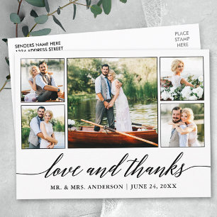 Cartão Postal Caligrafia Casamento 5 Foto Amor e Agradecimento