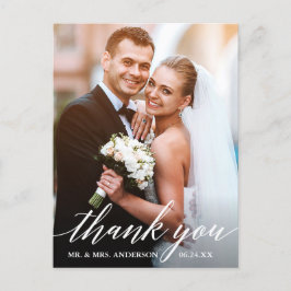 Cartão Postal Caligrafia Casamento Noiva Noivo Foto Agradeciment