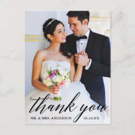 Cartão Postal Caligrafia Casamento Noiva Noivo Foto Agradeciment