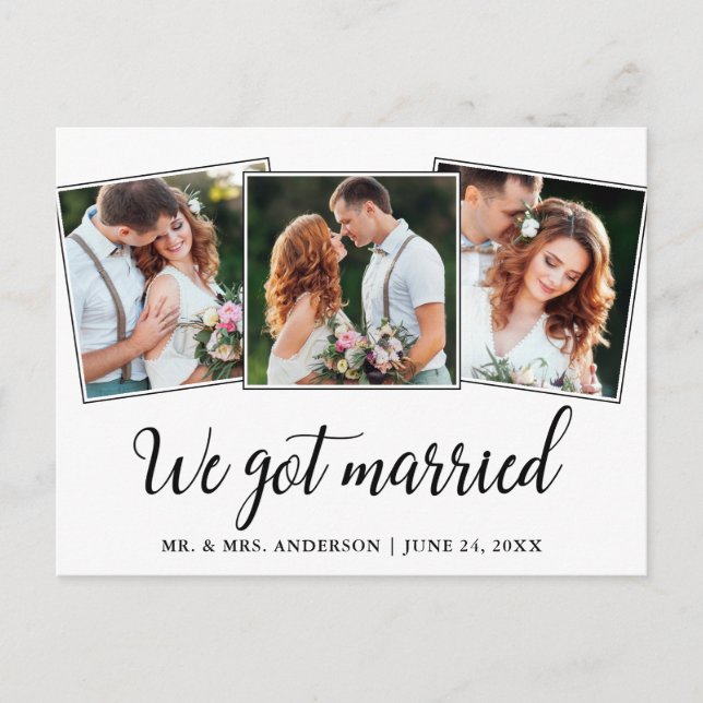 Cartão Postal Caligrafia, Casamos 3 Foto (Frente)