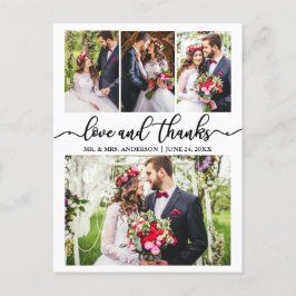 Cartão Postal Caligrafia Colagem de Casamento Amor Obrigado 4 Fo