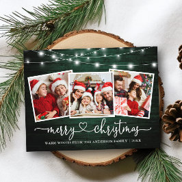 Cartão Postal Caligrafia Coração das Luzes de Madeira Verde de N