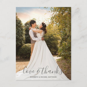 Cartão Postal Caligrafia de casamento moderna Foto de amor e gra