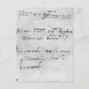 Cartão Postal Caligrafia de Leonardo da Vinci