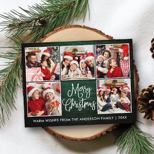 Cartão Postal Caligrafia Diversão Madeira Verde 5 Foto Natal