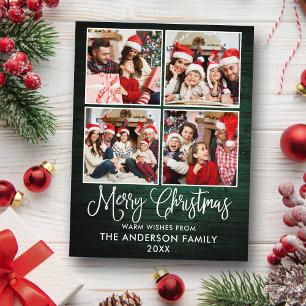 Cartão Postal Caligrafia Divertida Madeira Verde de Natal 4 Foto