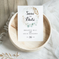 Caligrafia Dourada rustica Eucalyptus Salva a Data