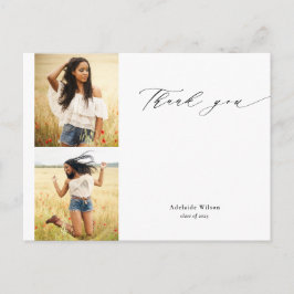 Cartão Postal Caligrafia Duas Foto Graduação Obrigado