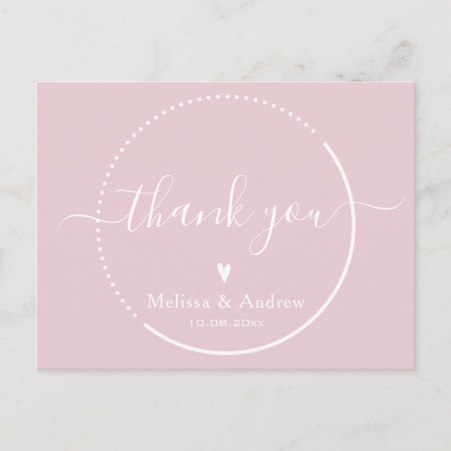 Cartão Postal Caligrafia Elegante - Agradecimento de Casamento R (Frente)