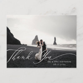 Cartão Postal Caligrafia Elegante Ameixa Fotografia de Casamento