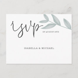 Cartão Postal Caligrafia Elegante Casamento Botânico Rsvp