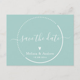 Cartão Postal Caligrafia Elegante - Casamento Teal Salva a Data