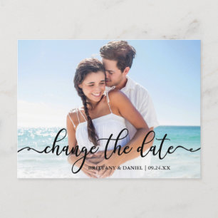 Cartão Postal Caligrafia Elegante Nova Data Alterar A Data