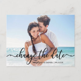 Cartão Postal Caligrafia Elegante Nova Data Alterar A Data