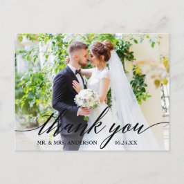 Cartão Postal Caligrafia Foto Casamento Noiva Noivo Obrigado B