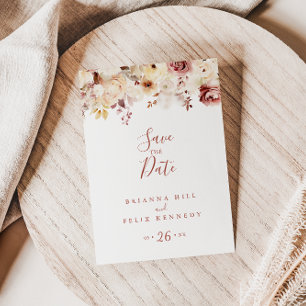 Cartão Postal Caligrafia Graceful Floral Salvar Data