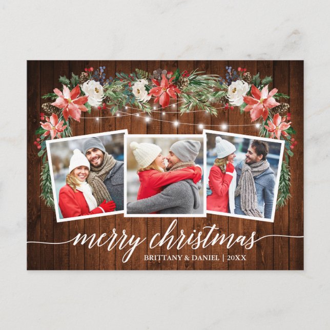 Cartão Postal Caligrafia Madeira 3 Fotografia Watercolor Winter  (Frente)