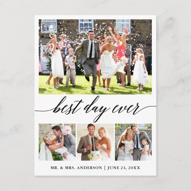 Cartão Postal Caligrafia, Melhor Dia, Foto, Obrigado (Frente)