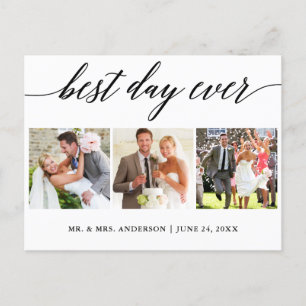 Cartão Postal Caligrafia Melhor Dia Já Casamento Foto Obrigado