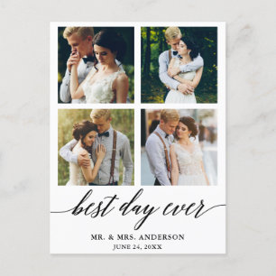 Cartão Postal Caligrafia Melhor Dia Já Casamento Foto Obrigado