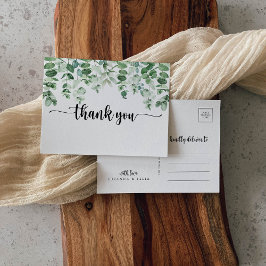 Cartão Postal Caligrafia Minimalista Eucalyptus Obrigado