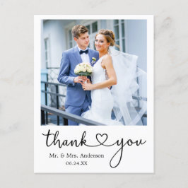Cartão Postal Caligrafia Moderna Coração Obrigado Casamento 