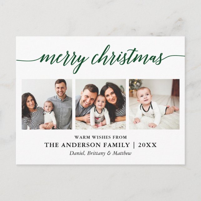 Cartão Postal Caligrafia Moderna Feliz Natal Feliz 3 Foto (Frente)