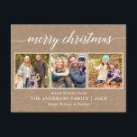 Cartão Postal Caligrafia moderna Feliz Natal Kraft 3 Foto<br><div class="desc">Cartão-postal de Natal Merry 3 Photo Kraft Holiday</div>